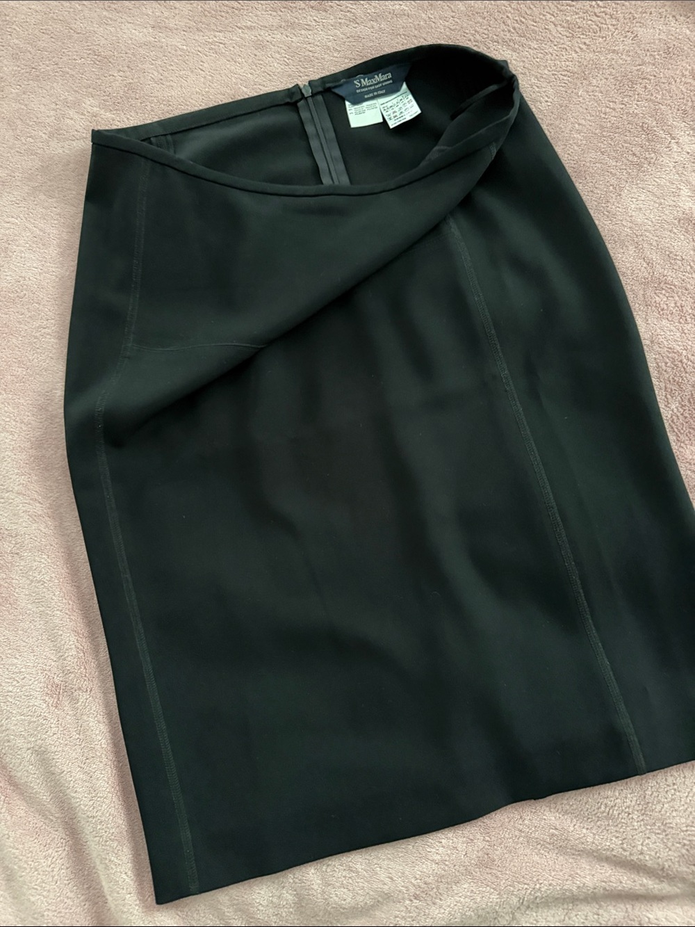 Max Mara Black Classic Pencil Skirt back zipper slit back zipper US sz 12 Italy